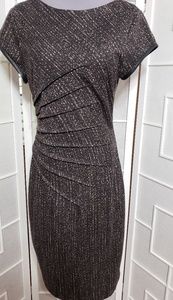 Sz 8 Cache Cap Sleeve Pleated Waist Midi Dress